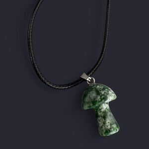 Tree Agate Mushroom Pendant Necklace